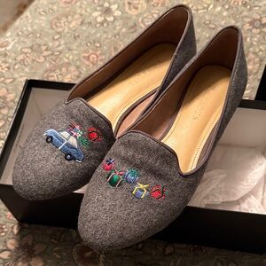 Talbots Gray Christmas Themed Flats
